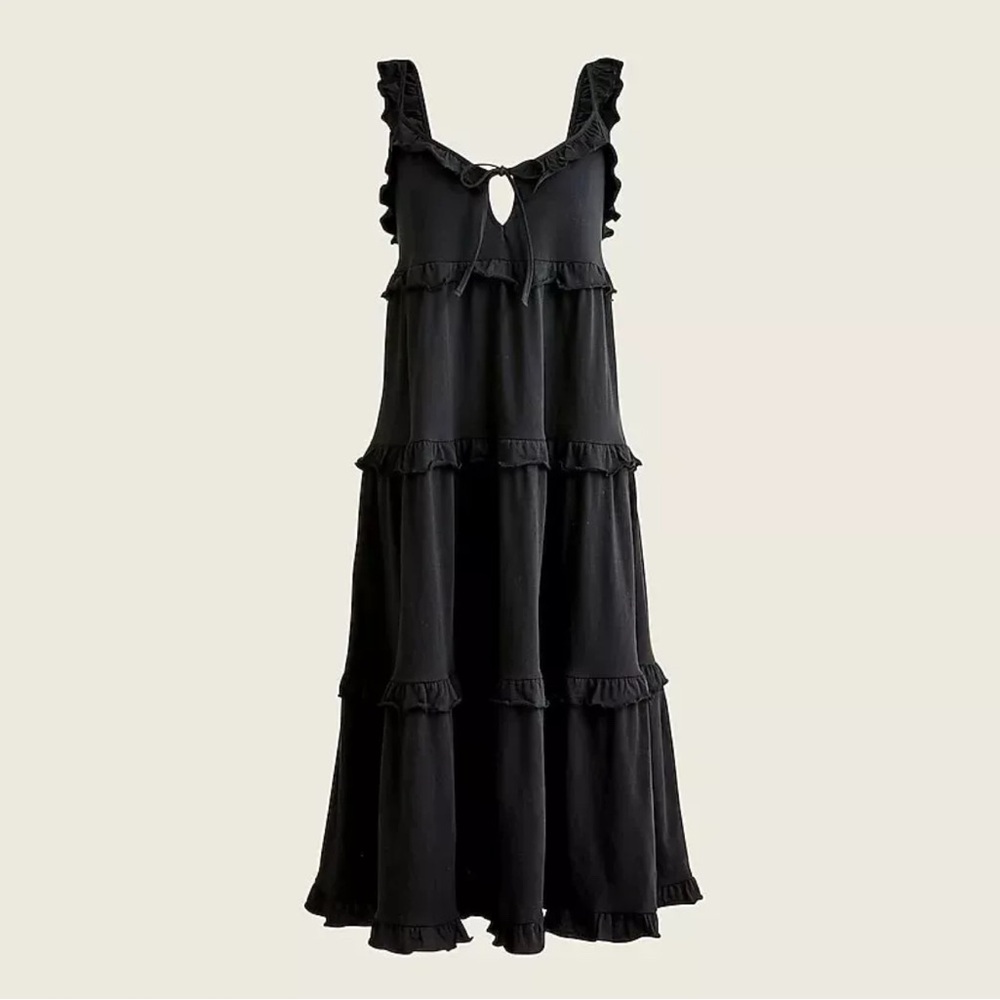 NWT J.Crew Black Midi Tiered sun dress, size XS